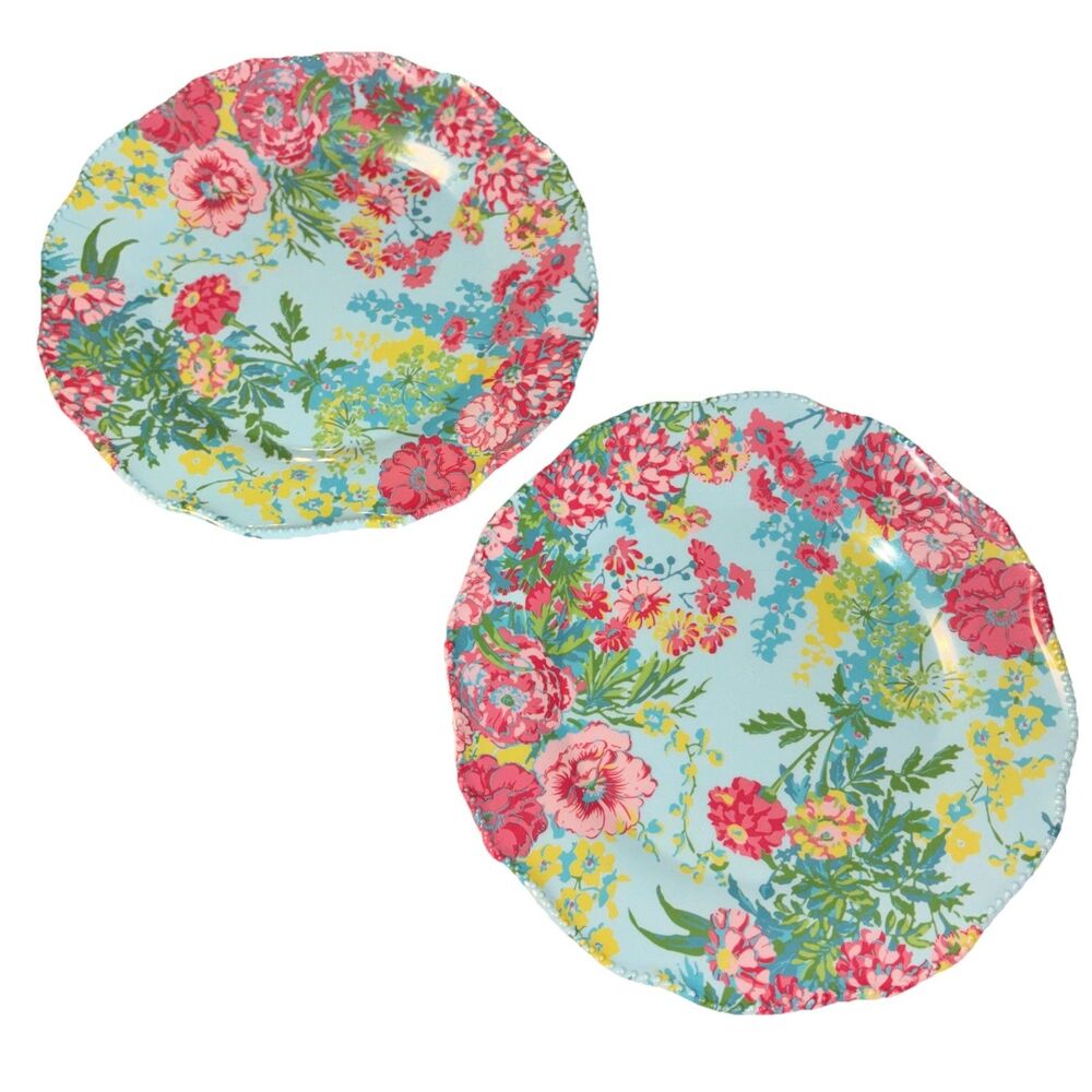 2pc April Cornell Scalloped Rim Melamine Salad Plates